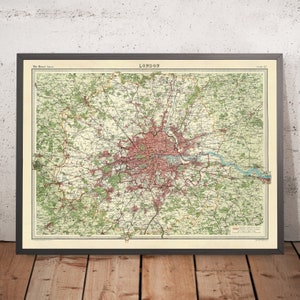 Old Map of Greater London, 1922: Thames, Small Scale, Suburbs