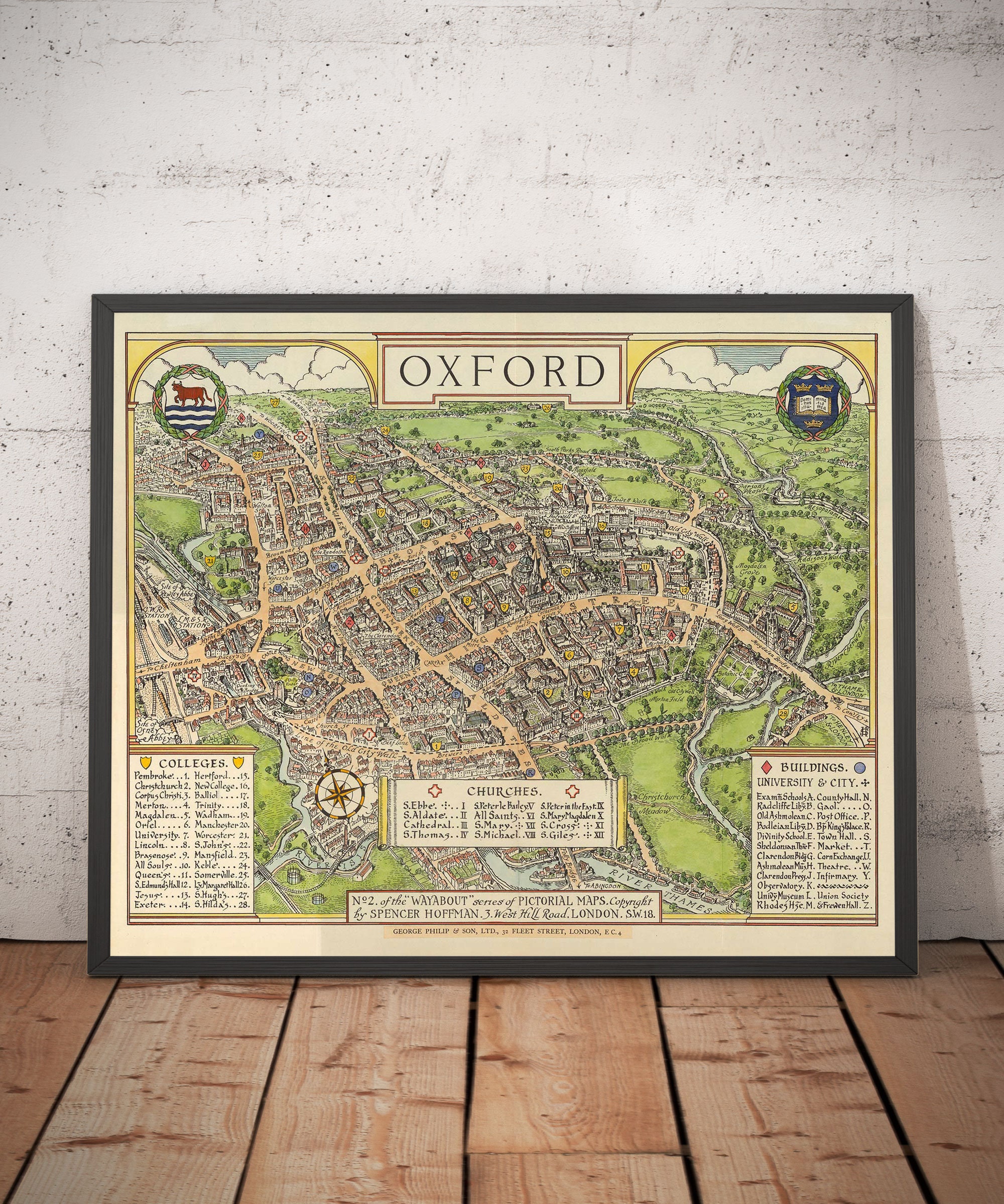 Pembroke College Oxford Map Old Map Of Oxford By Spencer Hoffman 1929 Pictorial Map Of | Etsy Singapore