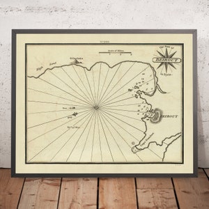 Old Port of Beirut Nautical Chart by Heather, 1802: Lebanon, Syria, Detailed Soundings