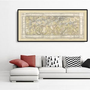 Old Map of London, 1799 by Milne - Chelsea, Lambeth, Southwark, Kensington, Richmond, Fields - Rare Colour City Wall Chart - Framed Unframed