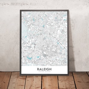 Modern City Map of Raleigh, NC: Downtown, Museums, Parks, Stadiums