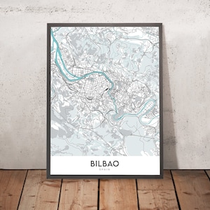 Modern City Map of Bilbao, Spain: Guggenheim, Casco Viejo, Ensanche, Arriaga, Plaza Moyúa