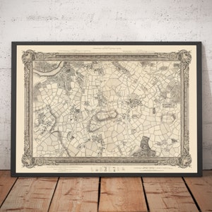 Old Map of South London in 1746 by John Rocque - Peckham, Camberwell, Vauxhall, Dulwich, Lambeth, SW2, SW4, SW8, SW9, SE5, SE15, SE22, SE24