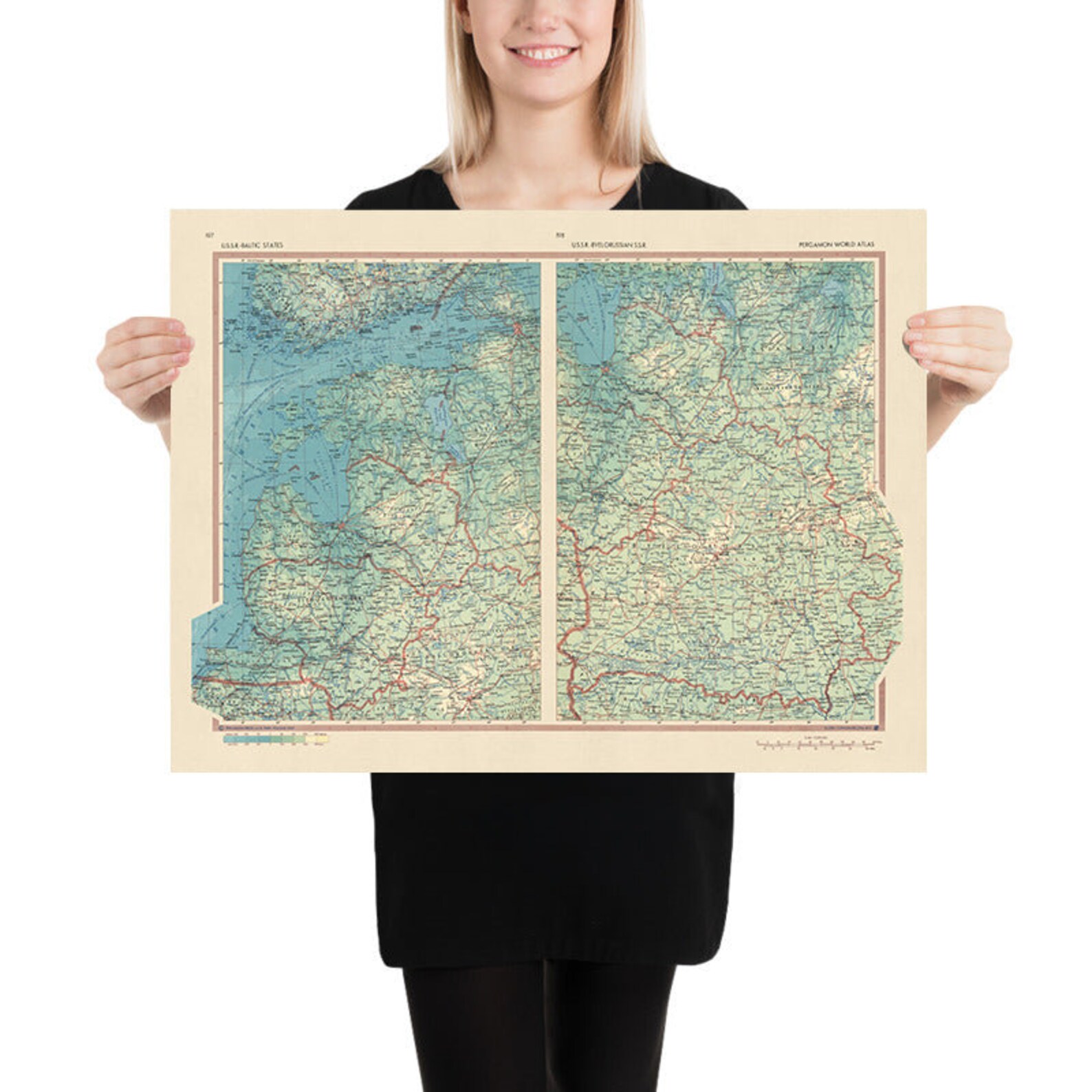 Old Map of the Baltic States and Belarus, 1967: Riga, Minsk, Vilnius ...
