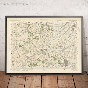 Old Ordnance Survey Map, Sheet 64 - Peterborough, 1925: Stamford, Oakley, Bourne, Spalding, Burghley House
