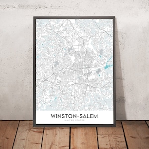 Modern City Map of Winston-Salem, NC: Ardmore, Reynolda, Hanes Mall, Wake Forest University, I-40