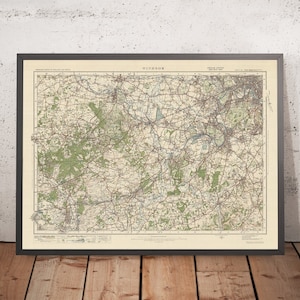 Old Ordnance Survey Map, Sheet 114 - Windsor, 1925: Woking, Farnborough, Slough, Bracknell, Richmond