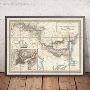 Old Danube River Steamship Route Map, 1843: From Bavaria to the Black Sea, Austria, Hungary, Romania