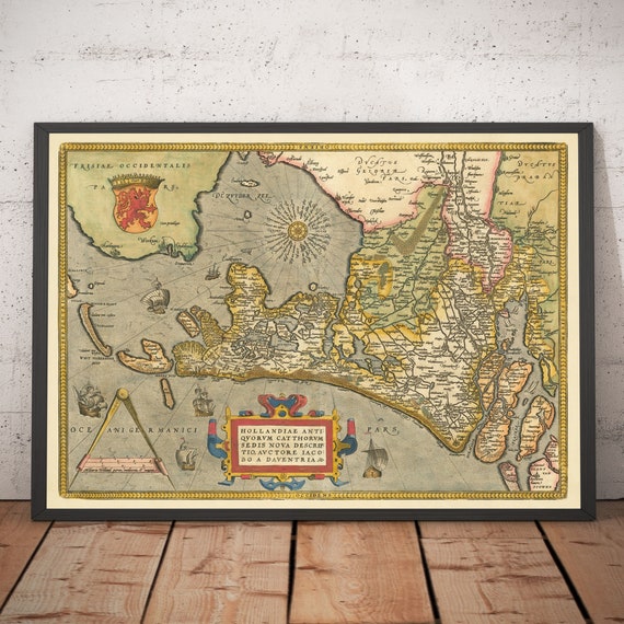 オランダとユトレヒトの古地図、1595年、アブラハム・オルテリウス作