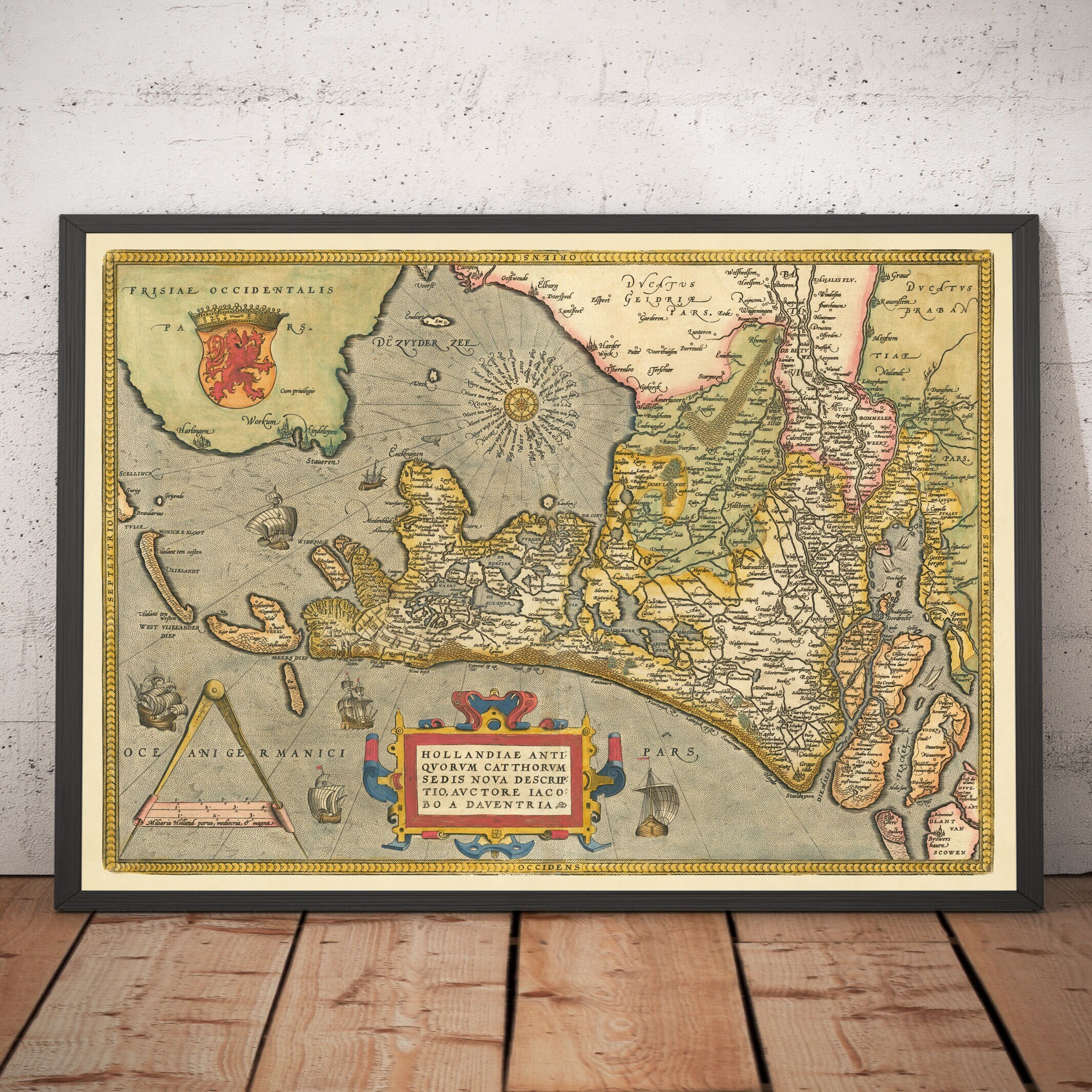 オランダとユトレヒトの古地図、1595年、アブラハム・オルテリウス作