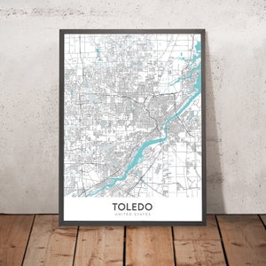 Modern City Map of Toledo, OH: Downtown, Toledo Museum of Art, I-75, I-80/90, University of Toledo