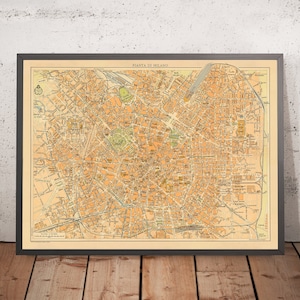 Old Map of Milan, 1935: Via Pallavicino Rail Track, San Marco Canal and Lake, Piazza Duomo