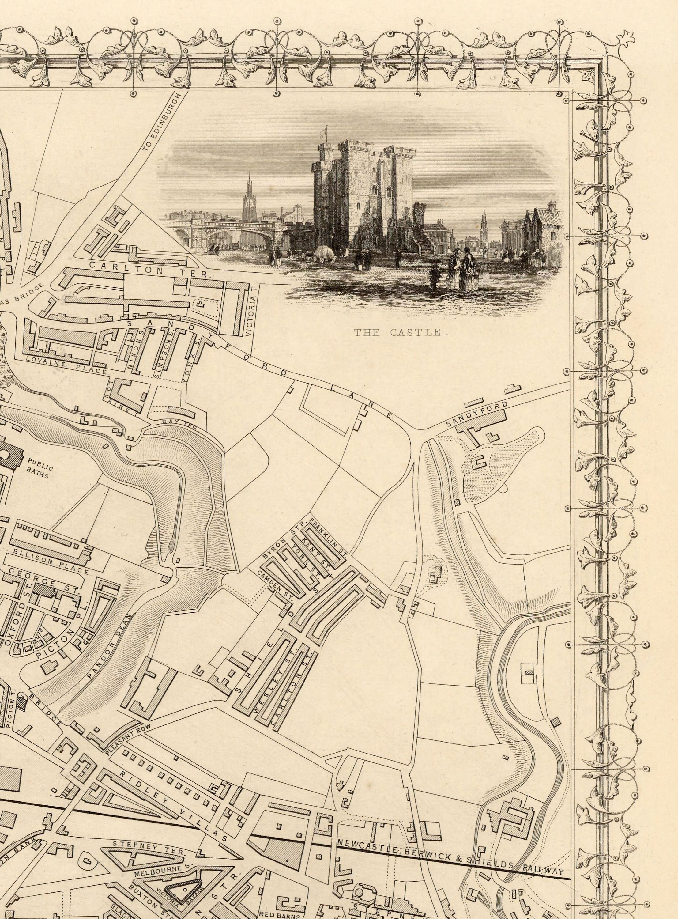 Old Map of Newcastle Upon Tyne & Gateshead in 1851 by Tallis Etsy