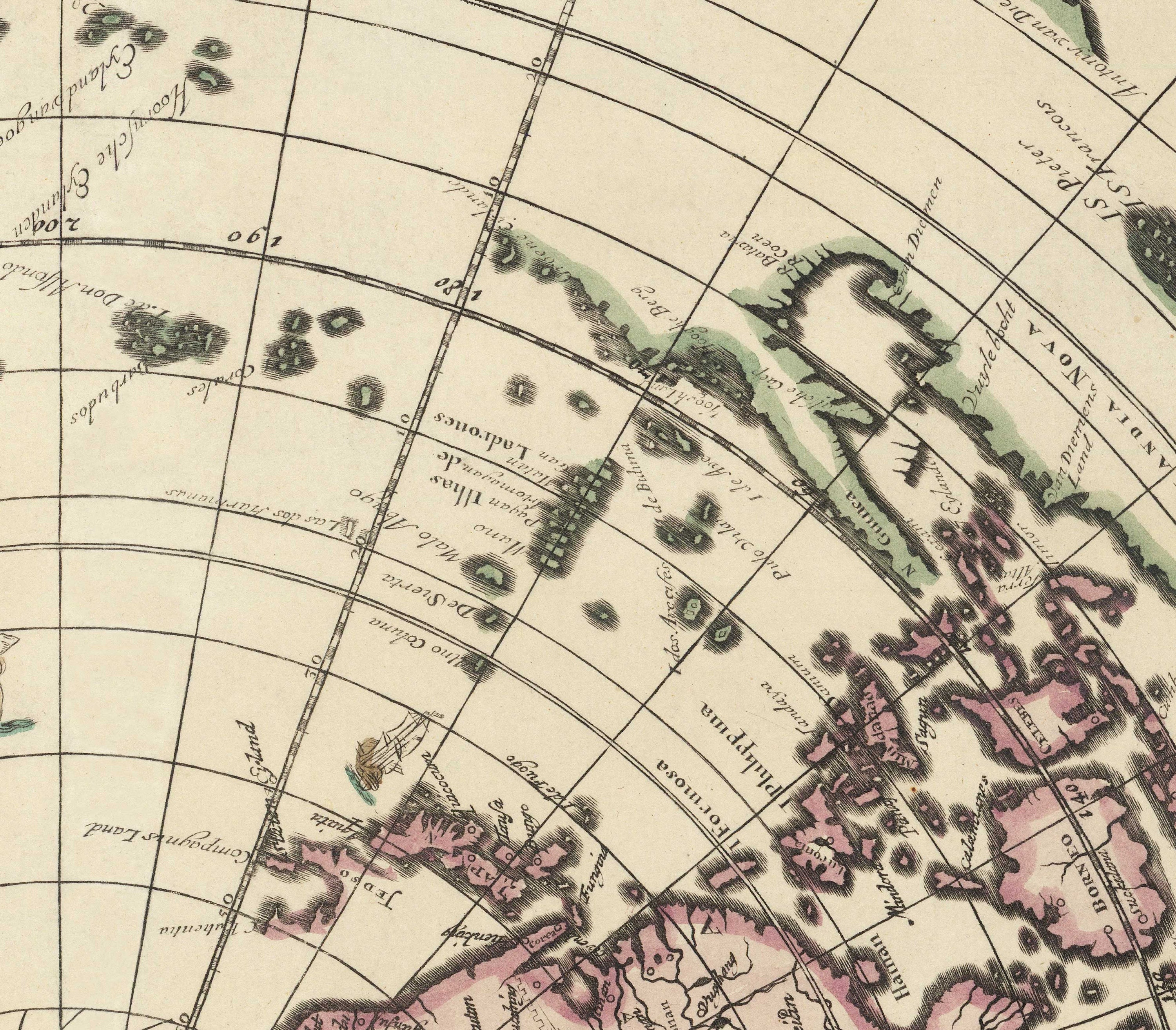 Old Flat Earth World Map 1696 By Jacob Harrewyn California Island