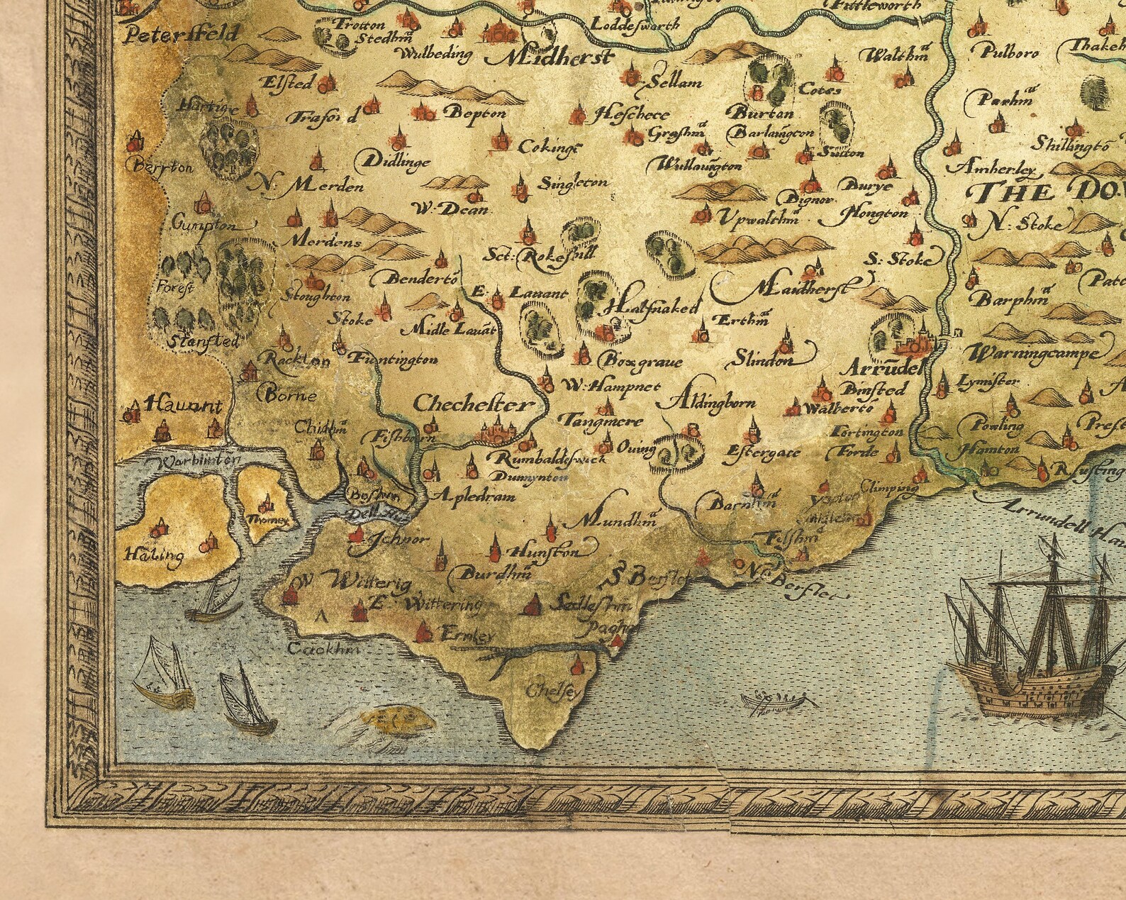 Old Map of Southeast England in 1575 London Kent Sussex - Etsy UK