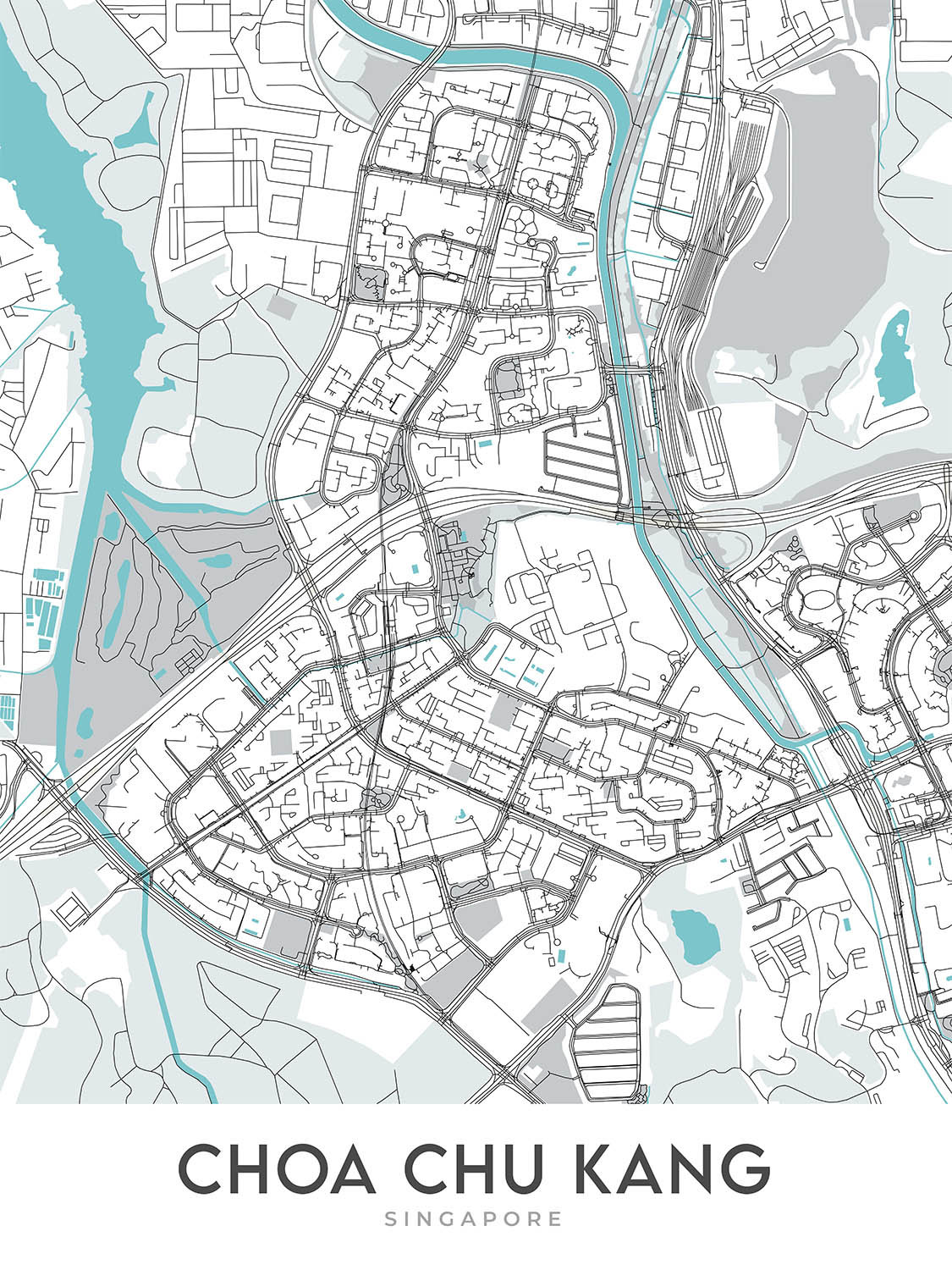 Modern City Map of Choa Chu Kang, Singapore: MRT Station, Lot One Mall ...