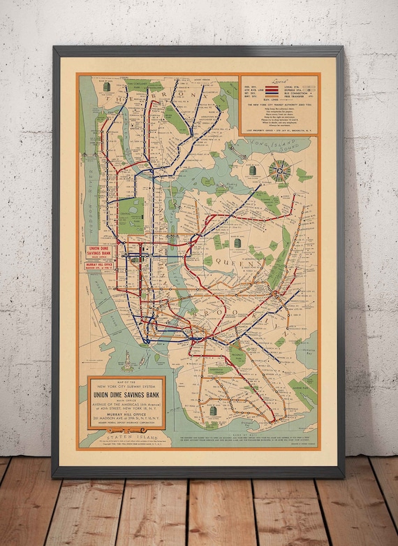 1954 年、Voorhies によるニューヨーク市の古い地下鉄地図
