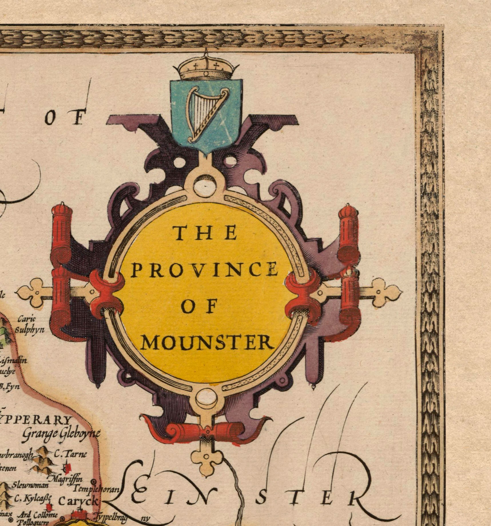 Old Map of Munster Ireland in 1611 County Cork Clare Etsy