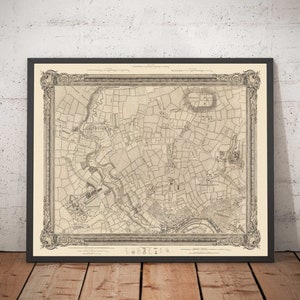 Old Map of West London in 1746 by John Rocque - Brentford, Ealing, Acton, Hanwell,  Chiswick, W3, W4, W5, W7, W13