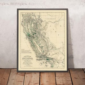 Old Wine Map of California, 1880: San Francisco, Los Angeles, Sonoma, Vineyards, Phylloxera