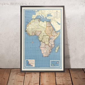 Large Old Map of Africa, 1957: Colonial Borders, Mercator Projection, Detailed Geography