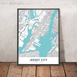Modern City Map of Jersey City, NJ: Bergen-Lafayette, Liberty State Park, Statue of Liberty, Journal Square, Exchange Place