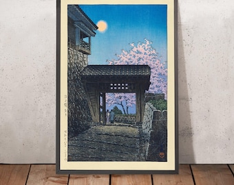 Full Moon Over Matsuyama Castle by Hasui Kawase 1935