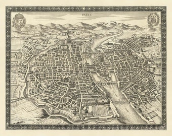 ジャン・ソーヴ作、フランス、パリの古地図、1670年 - ノートルダム大