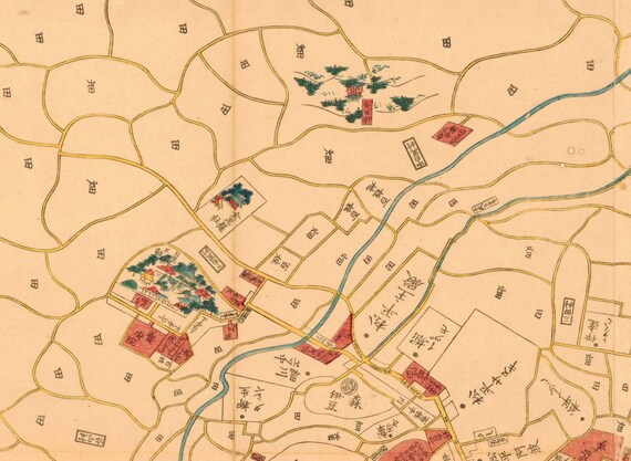 1860年の東京の古地図 スバルヤモヘ作 - 横浜、川崎、千葉、港