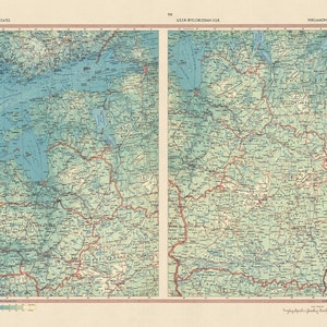 Old Map of the Baltic States and Belarus, 1967: Riga, Minsk, Vilnius ...