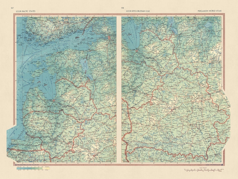 Old Map of the Baltic States and Belarus, 1967: Riga, Minsk, Vilnius ...