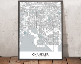 Modern City Map of Chandler, AZ: Downtown, Ocotillo, AZ-101, AZ-202, Chandler Fashion Center