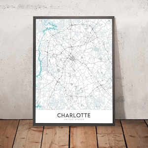 Modern City Map of Charlotte, NC: NoDa, South End, Univ. of N. Carolina, I-485, I-77