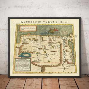 Alte Historische Karte von Nordafrika um 1545 von Sebastian Münster - Babylon, Kairo, Nil, Alexandria, Ägypten - Gerahmt, Ungerahmt