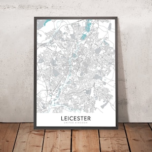 Modern City Map of Leicester, UK: City Centre, University, Cathedral, Castle, Space Centre