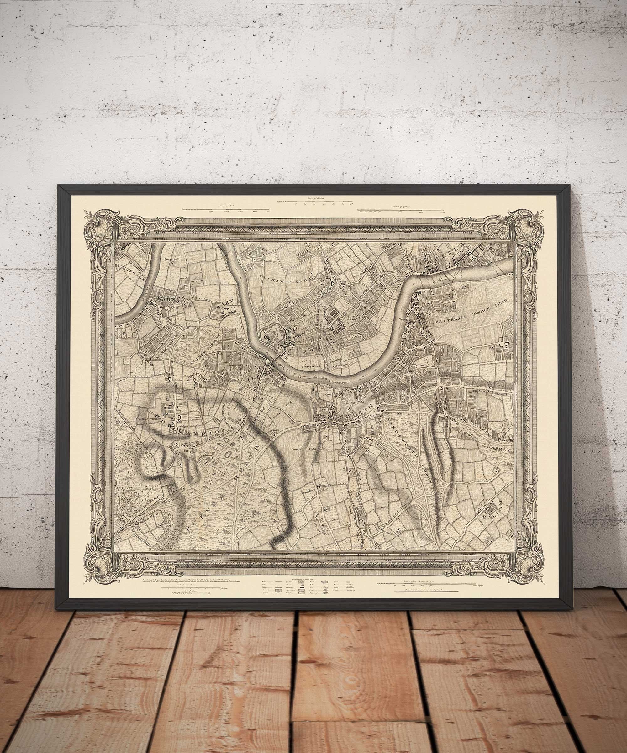 Old Map of West and South West London, 1746 by John Rocque - Fulham ...