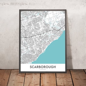 Modern City Map of Scarborough, Canada: Bluffs, Zoo, Town Centre