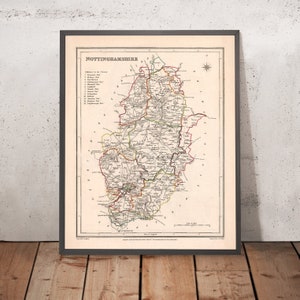 Old Map of Nottinghamshire by Samuel Lewis, 1844: Nottingham, Mansfield, Worksop, Newark, Retford