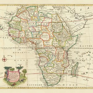 Rare Old Map of Africa, 1747 by Bowen Pre-colonial Slave Trade 