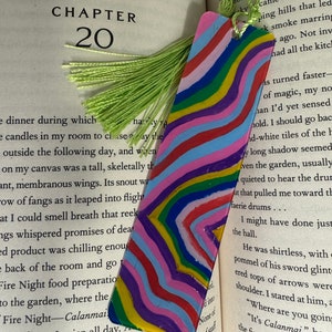 Abstract Rainbow Hand-Painted Acrylic Bookmark