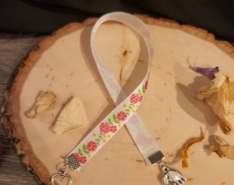 Floral Ribbon Bookmark with Charm: Book Lover Gift