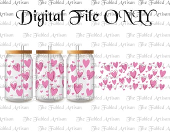 Two Colour Hearts Glass Can Wrap (Digital File)