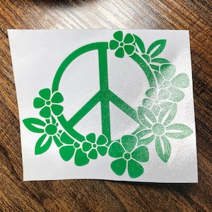 Peace Sign with Flowers Vinyl Decal - Hippie Sticker
