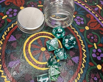7 Piece Blue Resin Dice Set, Water Effect, TTRPG Dice, DND Accessories