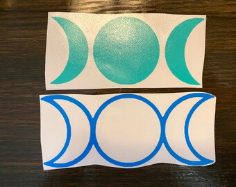 Triple Moon Vinyl Decal: Witchy Sticker, Customizable (4 inch)