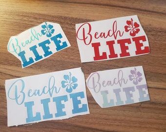 Beach Life Vinyl Decal | sticker, vinyl sticker, glitter sticker, holographic sticker, gifts, beach gifts, customizable, sticker