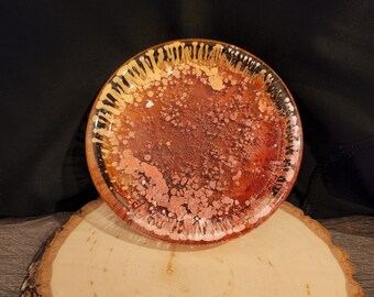 Red Alcohol Ink Resin Trinket Tray: Petri Dish Effect