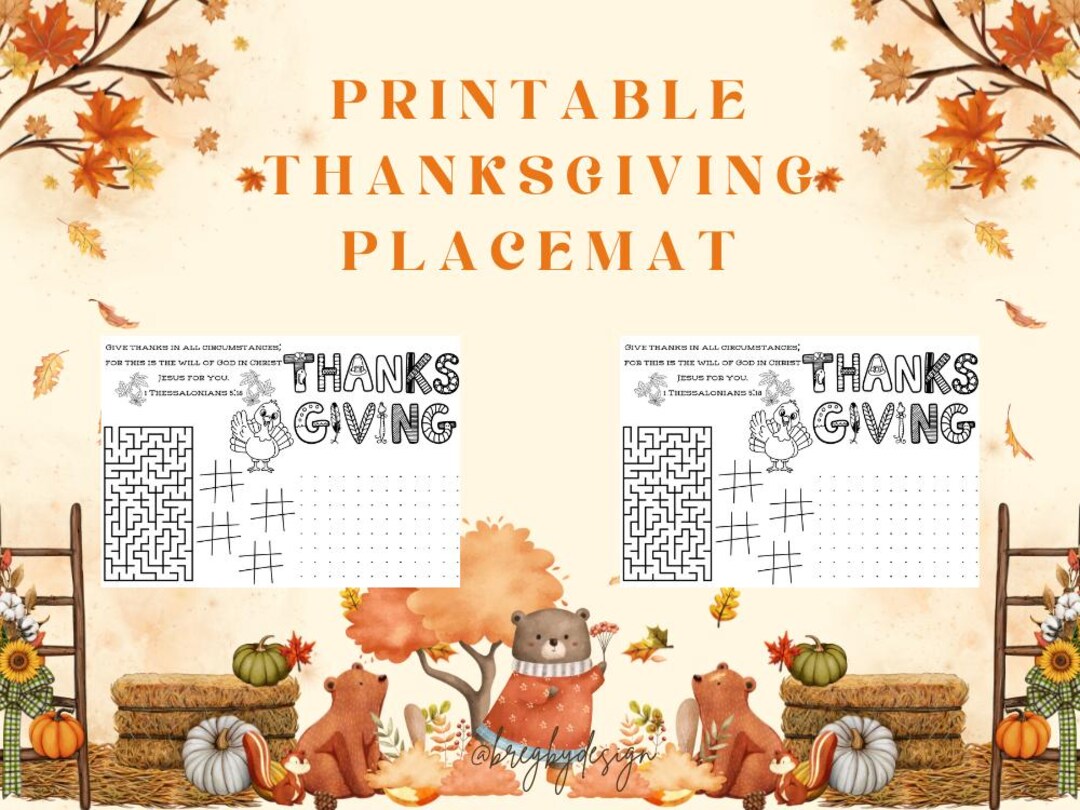 Thanksgiving Bible Verse Placemat Printable – 1 Thessalonians 5:18 ...