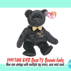 Vintage 1999 &quot;The End&quot; TY Beanie Baby: Black Bear with Tag Errors