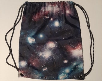 Space Galaxy Art All Over Print Strong Drawstring Backpack 16 in H by 13 in W Good EDM Event bag or gift for Student Astronomer or Musician